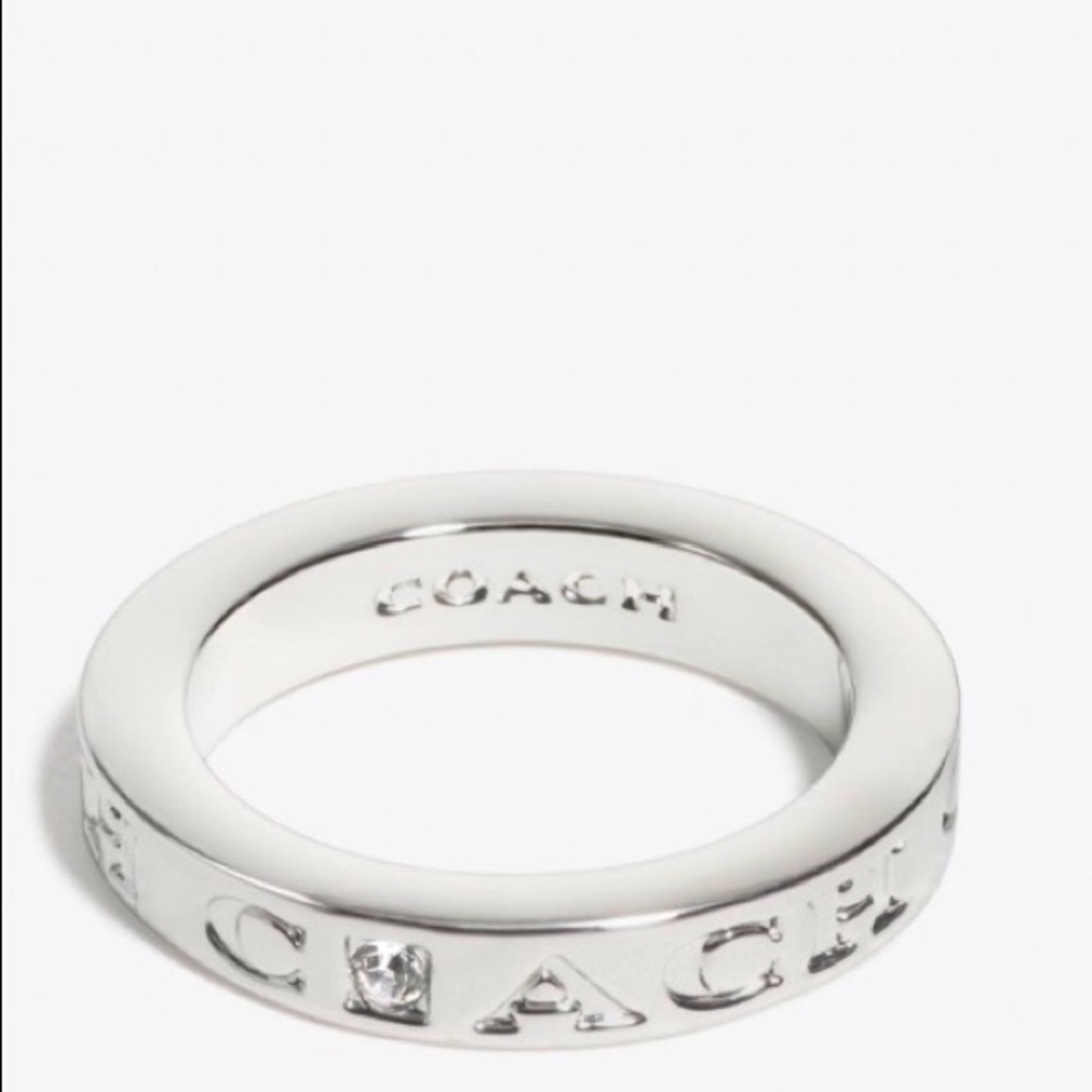 Coach Swarovski Crystal Pave Silver Plated Ring